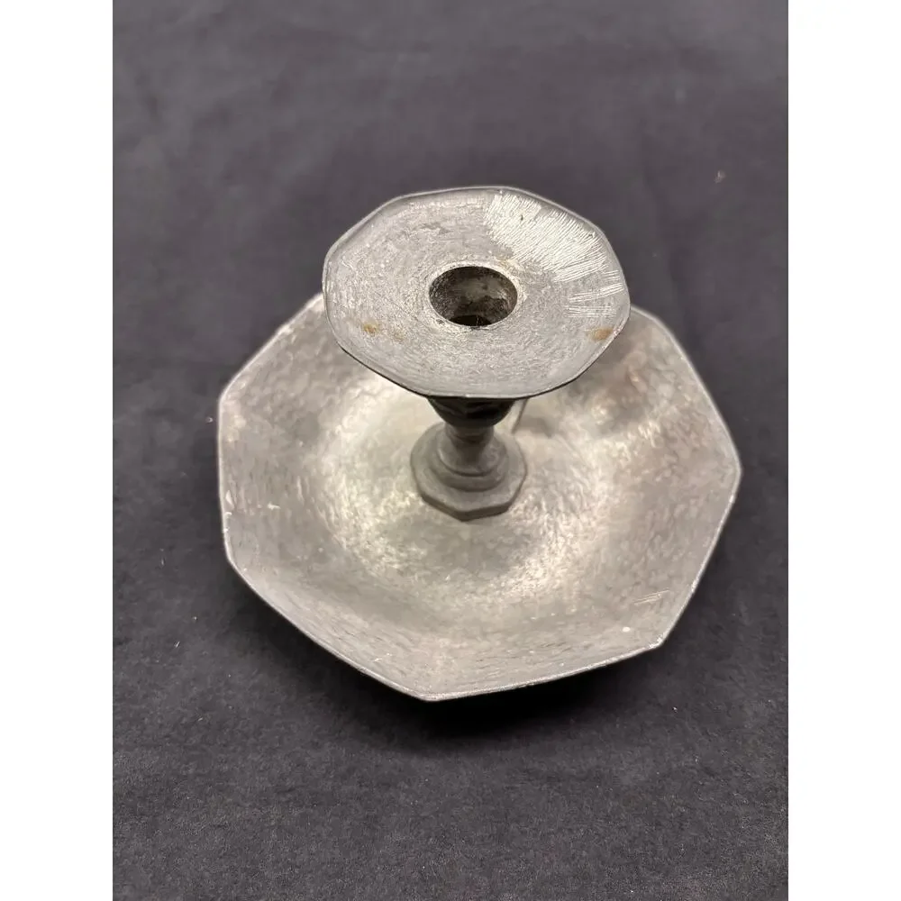 Tane Mexico Pewter Chamberstick Candle Holder Hand Hammered Vintage Estano 96
